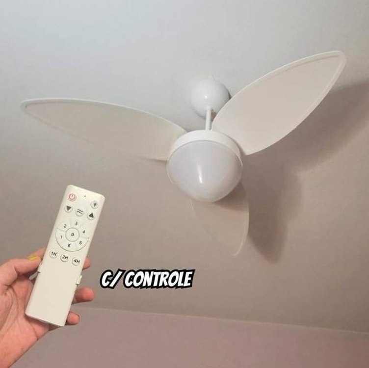 Ventilador Teto Aires Branco 3 Pás Controle Remoto Luminária Silencioso Inverter Bivolt Ventisol