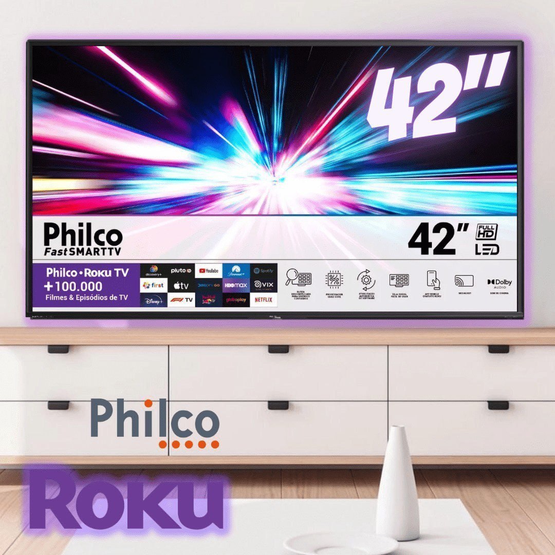 Smart Tv Led 42” Fhd Roku Tv Ptv42g6fr2cpf Philco Bivolt