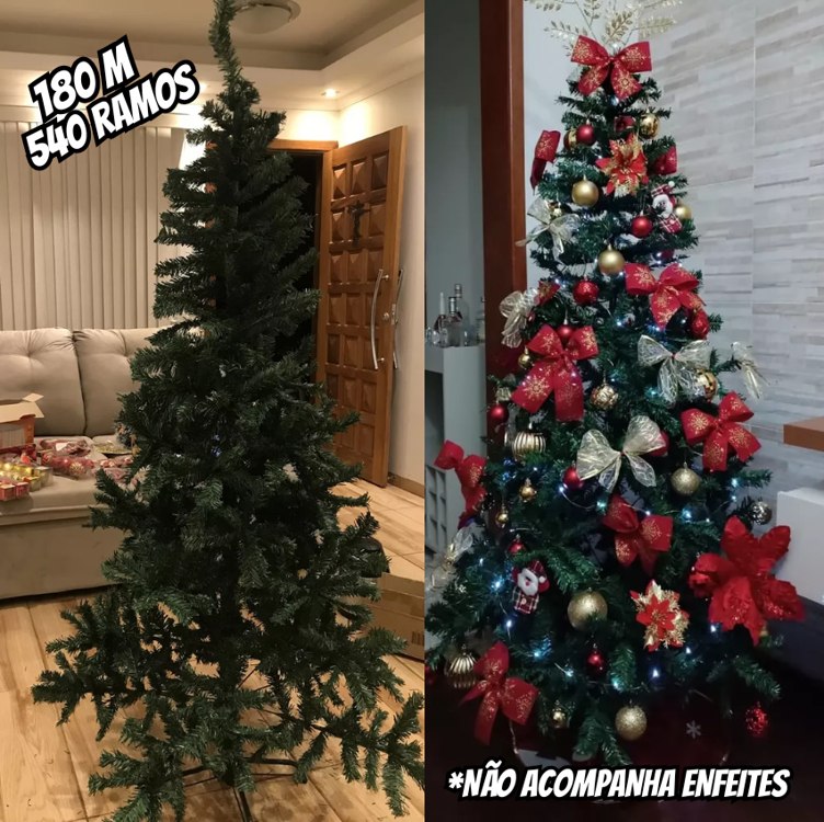 RM Árvore De Natal Pinheiro Luxo 540 Galhos Verde 1,80m