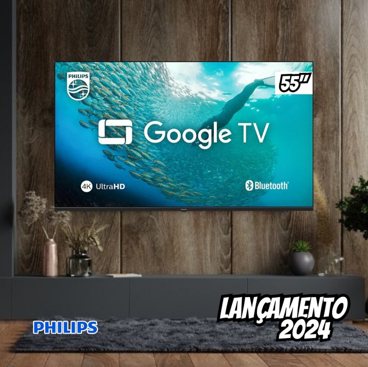 Smart TV Philips 55″ 4K HDR 55PUG7019/78, Google TV, Comando de Voz