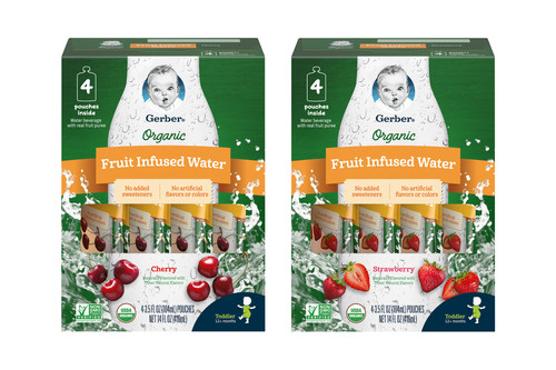 Gerber Organic Fruit Water Variety Pack (Cherry & Strawberry)