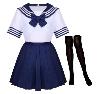 Eco-Active School Girl Uniform Set With Sheer Black Stockings.jpg