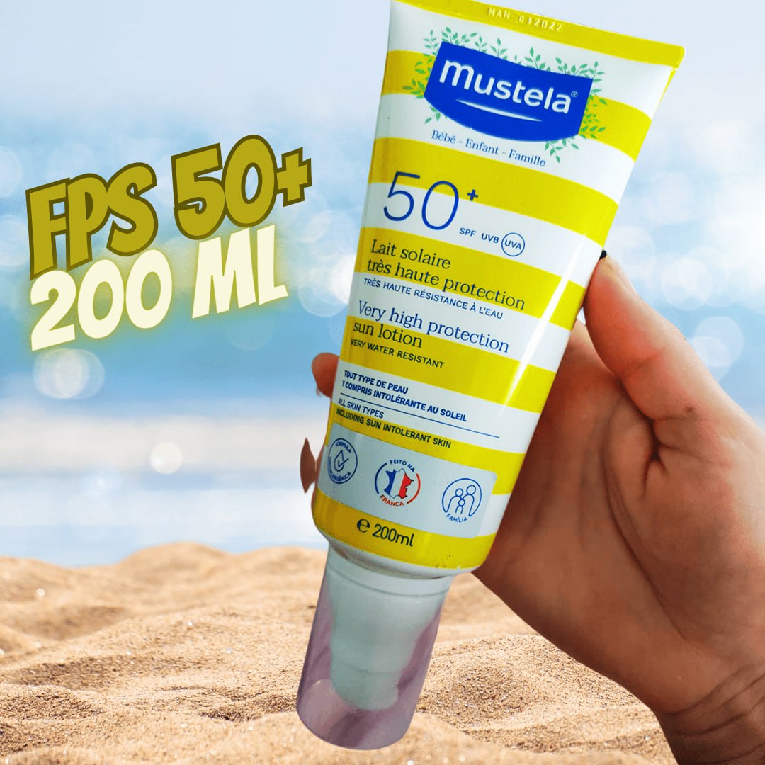 Mustela Solares Mustela Protetor Solar Fps 50+ 200 Ml – Filtro Solar Rosto E Corpo Para Bebês Crianças e Adultos – Alta Proteção Contra Raios Uva e Uvb Fórmula Hipoalergênica Para Todos Os Tipos