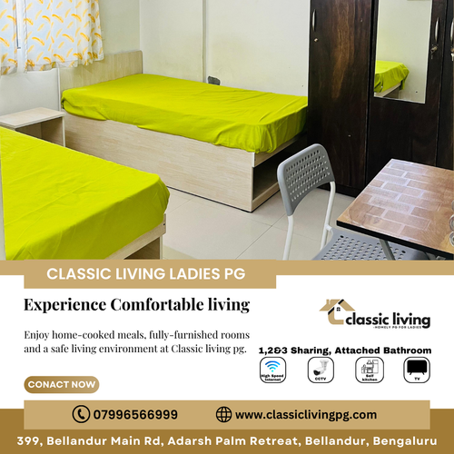 Find your ideal ladies pg near bellandur at classic living pg..png