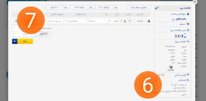 وارد کردن اطلاعات مسافر