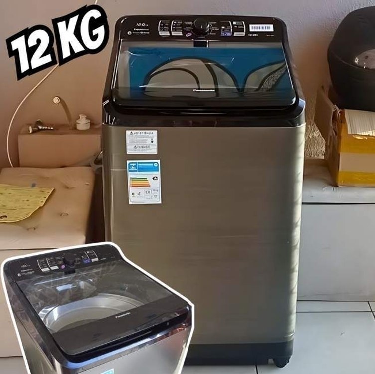 Lavadora de Roupas Panasonic NA-F120B1TB – 12Kg Cesto Inox 8 Programas de Lavagem Titânio