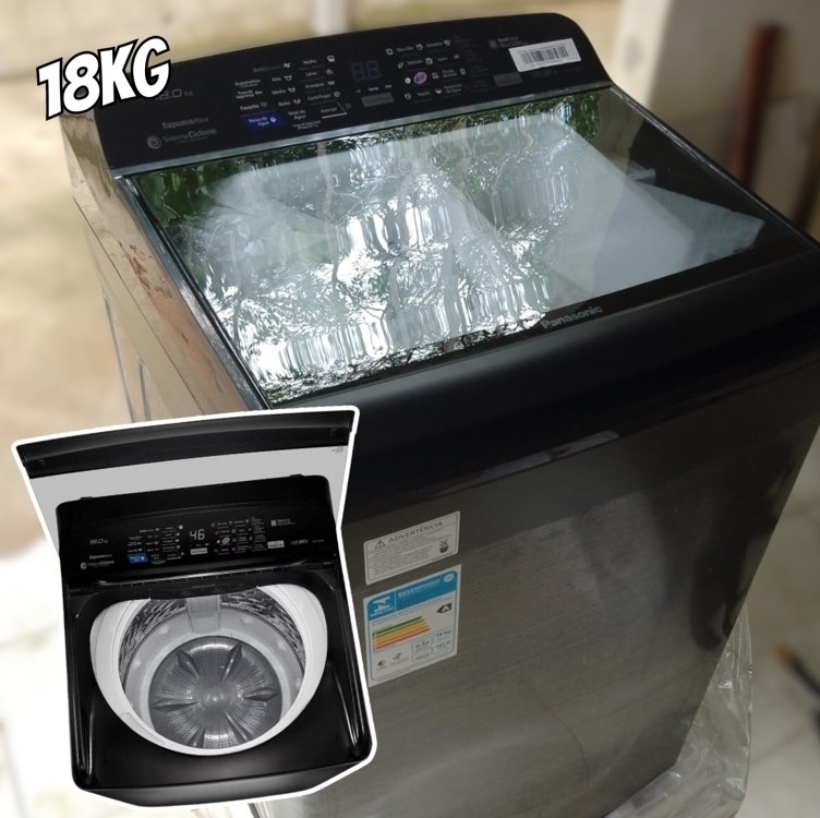 Máquina De Lavar Panasonic Antibacteria AG 18kg Titânio NA-F180P7T