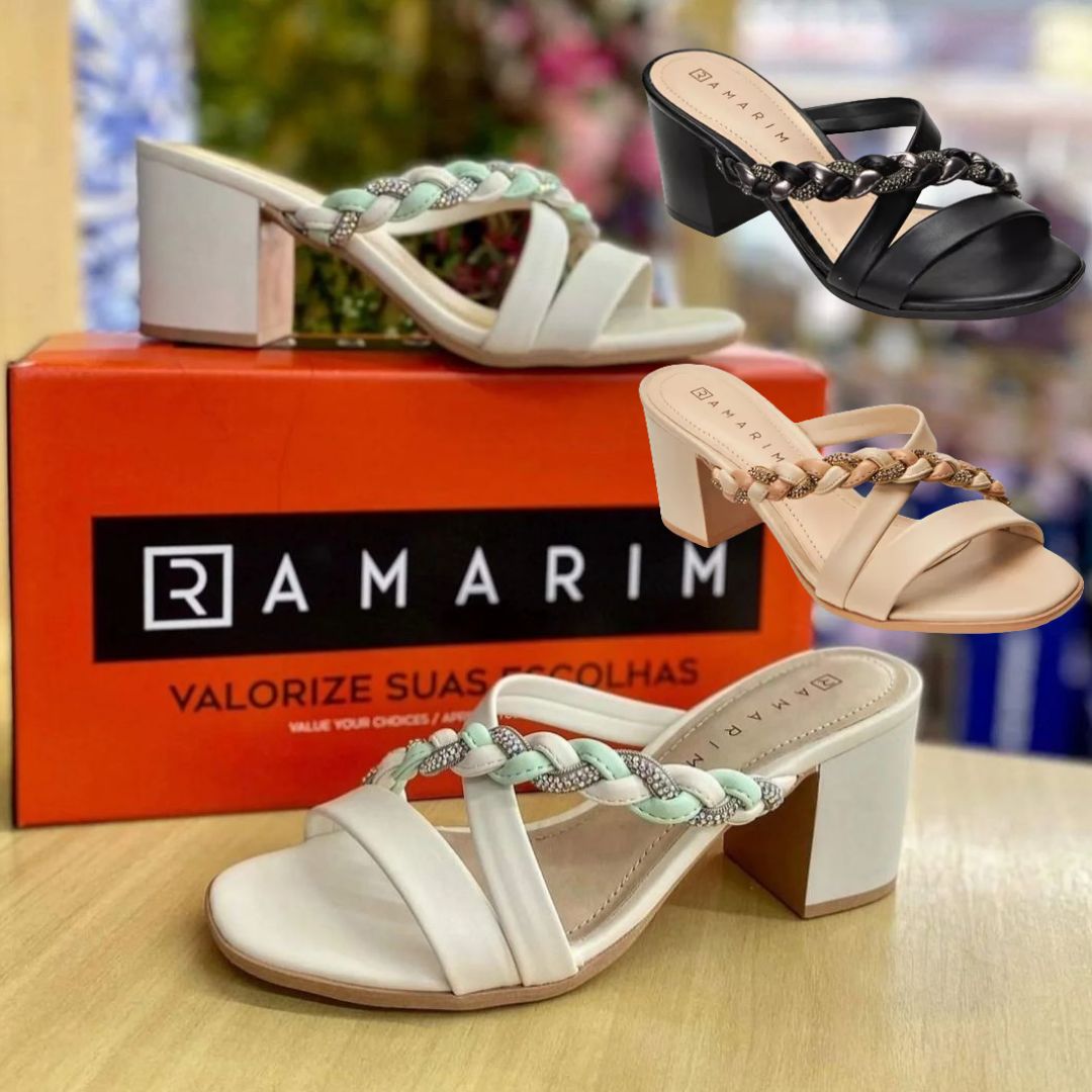 Tamanco Casual Feminino Salto Robusto Alto Ramarim