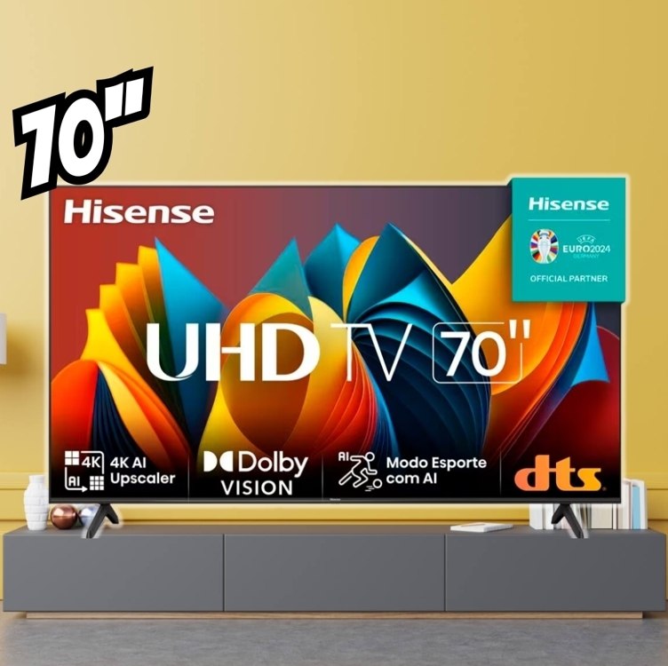 Hisense Smart TV UHD 4K DLED 70″ Polegadas 70A6K com HDR10+ Dolby Vision Game Mode Controle por Voz Alexa Built-In AirPlay