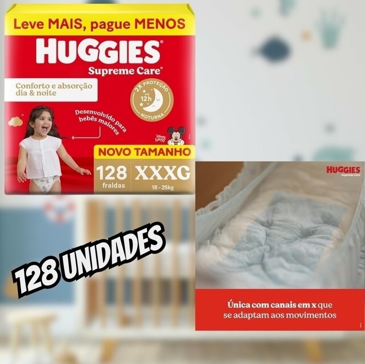 Huggies Fralda Supreme Care XXXG 128 Un