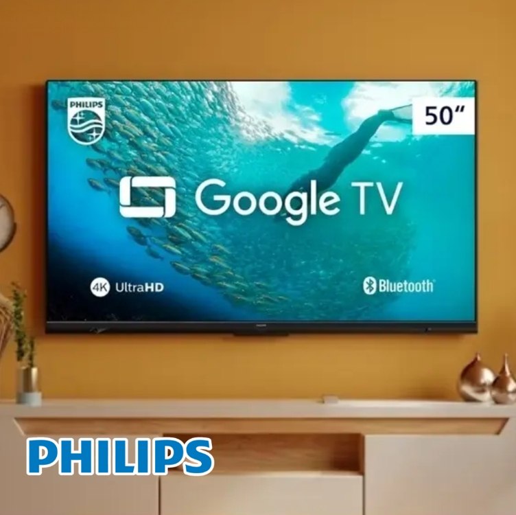 Smart TV Philips 50″ 4K HDR 50PUG7019/78, Google TV, Comando de Voz