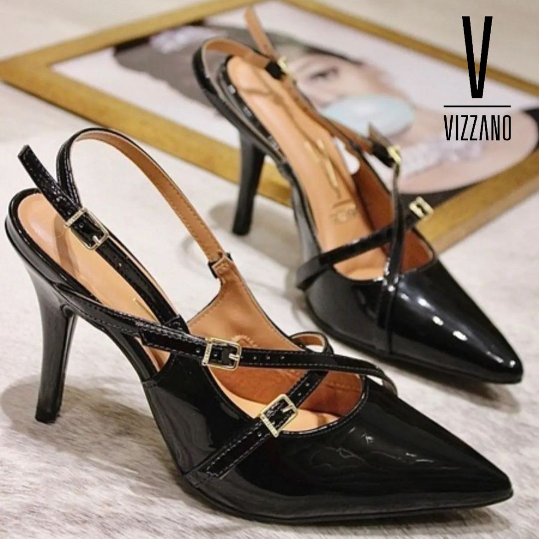 Sapato Scarpin Slingback Vizzano Verniz Premium