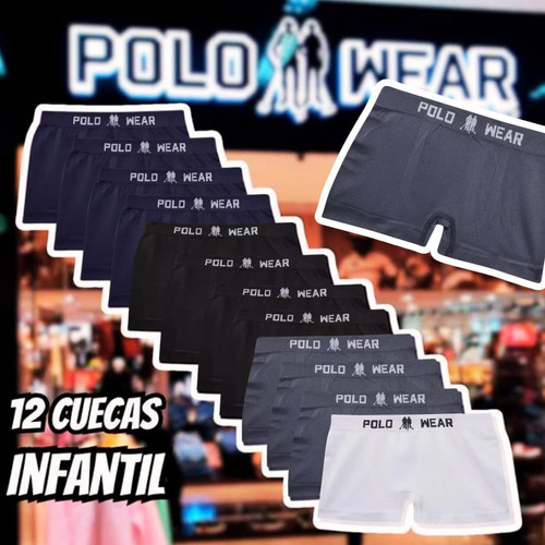 Kit 12 Cuecas Infantil Boxer Microfibra sortido Polo Wear.jpg
