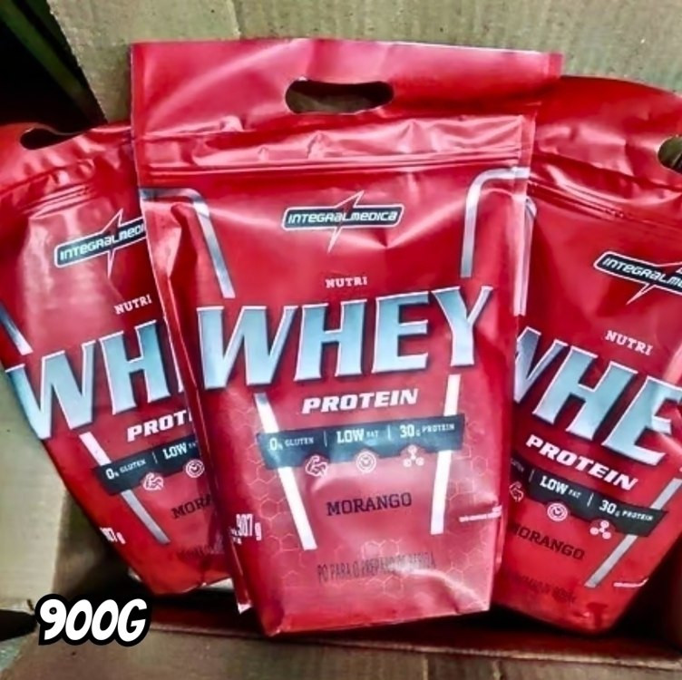 Suplemento em pó Integralmédica proteínas Nutri Whey Protein sabor chocolate em sachê de 900g