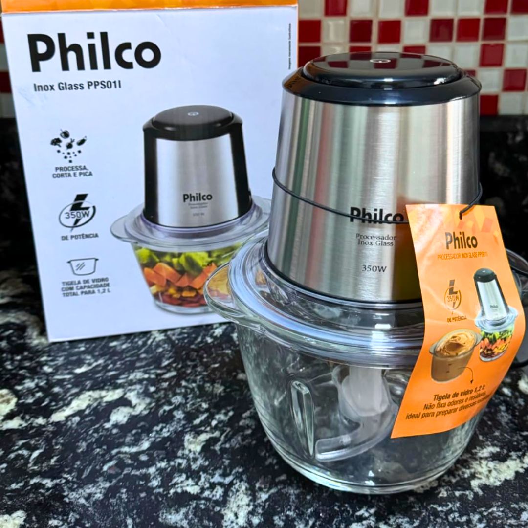 Mini Processador Philco Inox Vidro 1.2L 350W