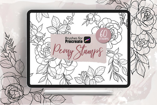 Procreate Tattoo Peony Stencil Set Graphics 3835180 580x389 x16.jpg