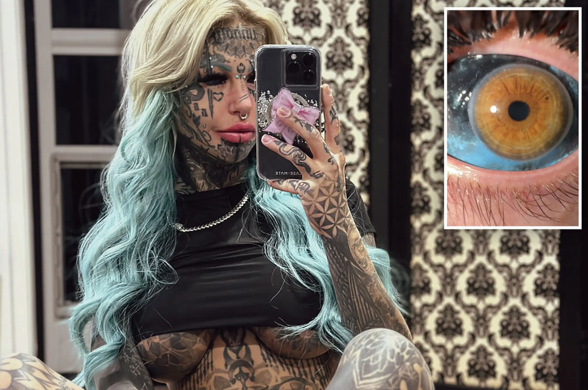 Amber Luke è diventata famosa: prima e dopo i tatuaggi nel viso e negli occhi.