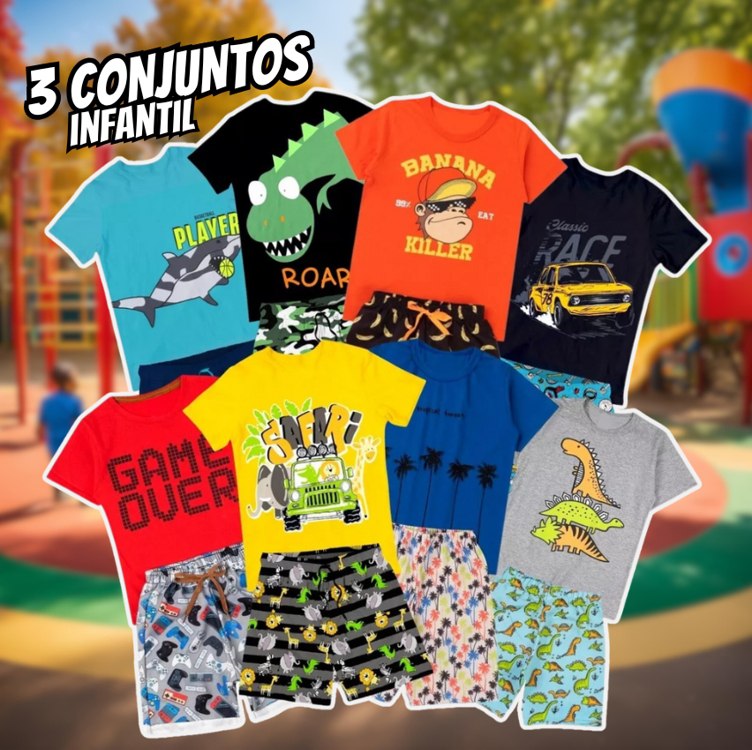 Kit 6 Peças De Roupa Infantil Menino Masculino Verão Atacado