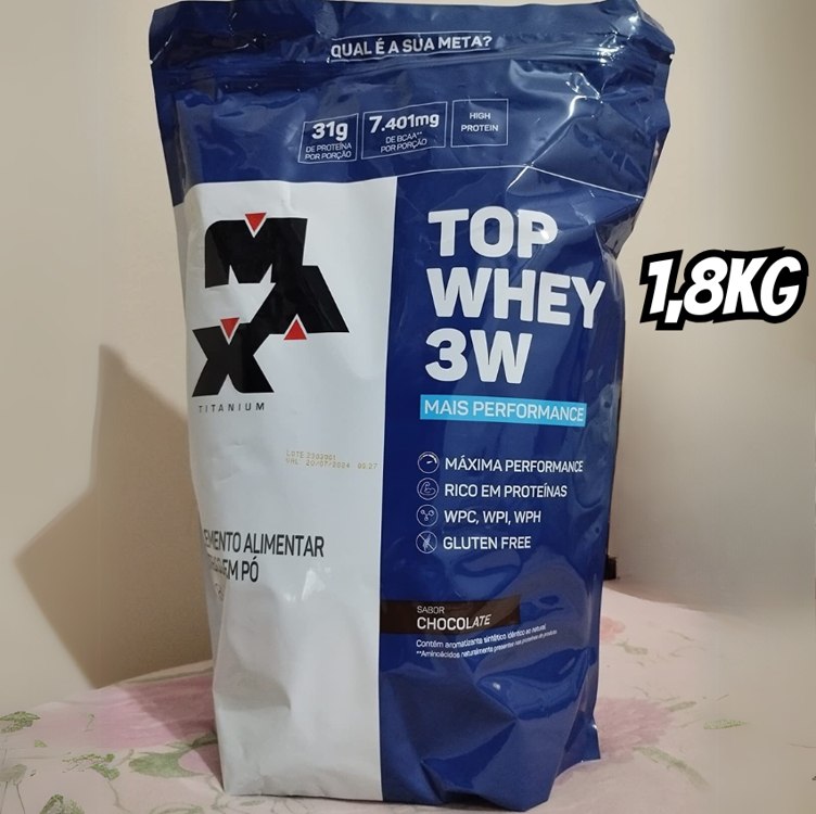 Max Titanium Top Whey 3w Mais Performance 1,8kg sabor Chocolate