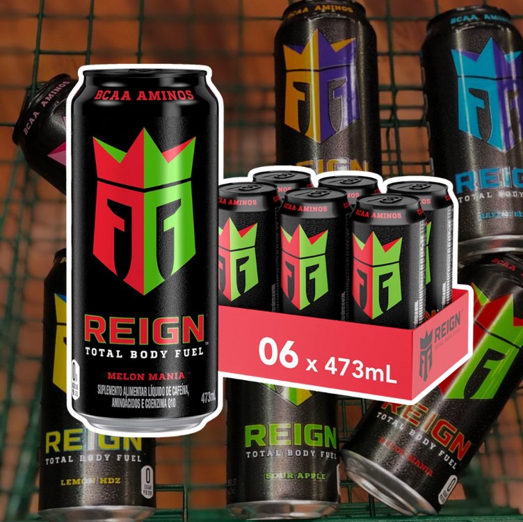 Pack de Reign Melon Mania lata 473ml 6 unidades