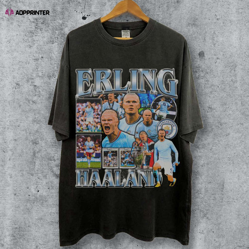 erling haaland retro t shirt classic 90s graphic tee for soccer fans vintage bootleg sport tee.jpg