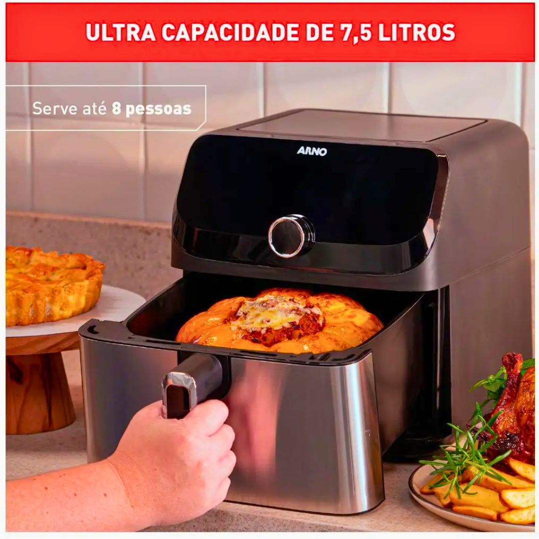 Fritadeira Elétrica sem Óleo/Air Fryer Arno Expert Maxxi AFD7 com Timer Inox 7,5L