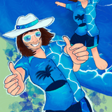 beach bro in pristine azure beach theme outfit (third outfit for VU, i supposed)