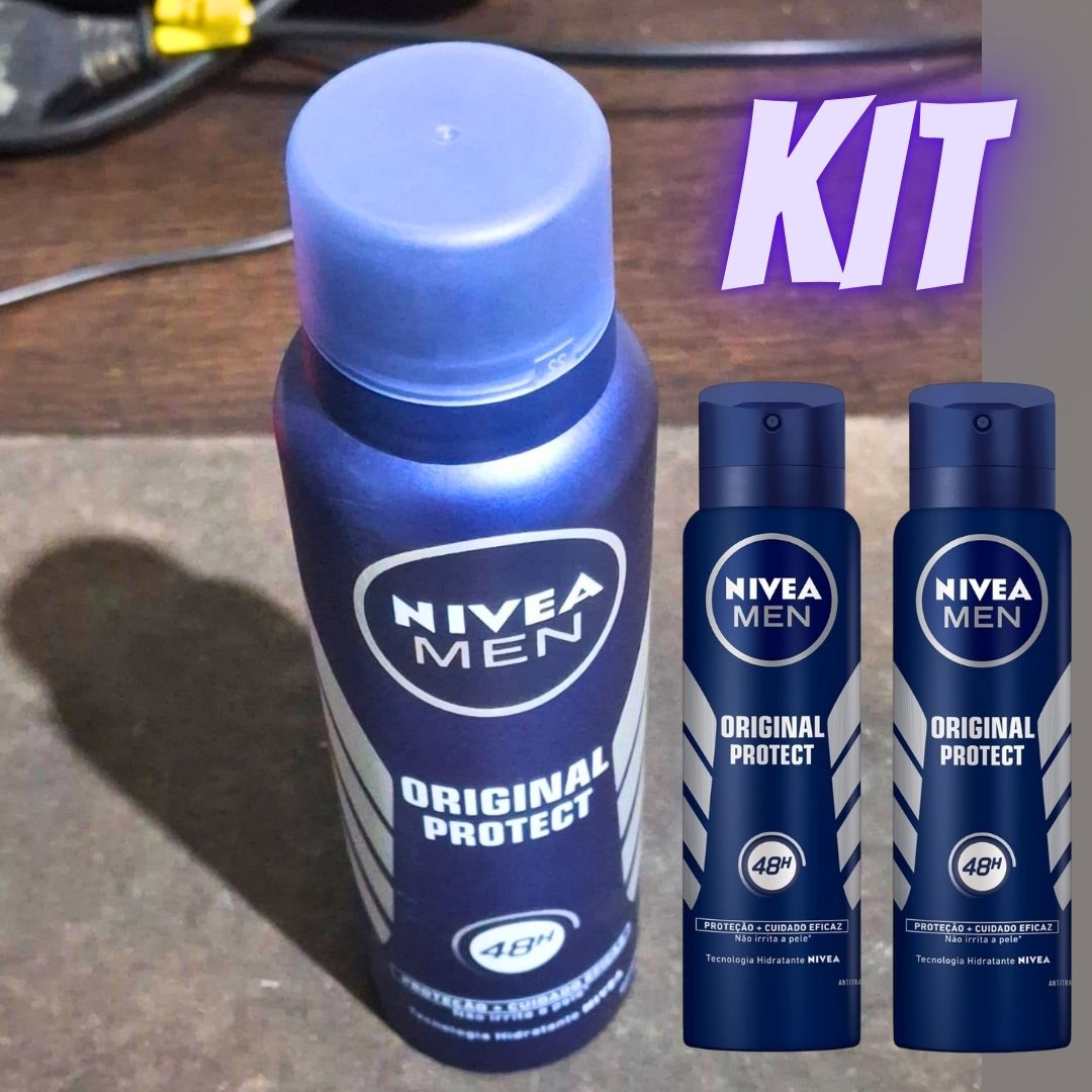 KIT NIVEA Desodorantes Antitranspirante Aerosol Nivea Men Original Protect 48h 150ml – 2 unidades