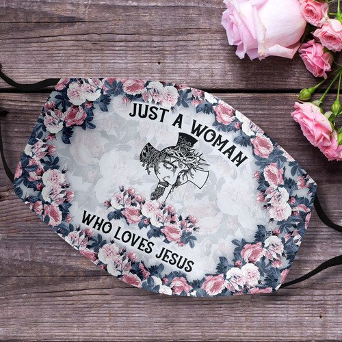 Just A Woman Who Loves Jesus EZ06 1408 Face Mask 2