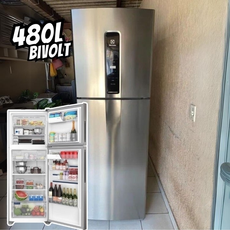 Geladeira Electrolux Frost Free Inverter 480L Efficient com AutoSense SmartBivolt Duplex cor Inox Look (IT70S) – Bivolt