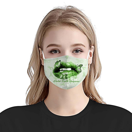 Mental Health Awareness Lipstick Butterfly EZ01 2704 Face Mask 1