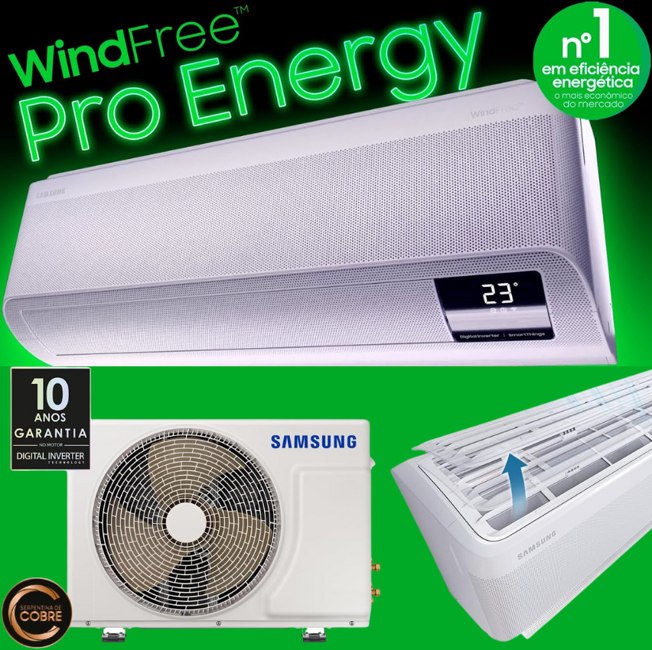 Ar-condicionado Split Inverter Samsung Windfree Pro Energy Sem Vento 12.000 Btus Frio Ar12cvfaawknaz 220v