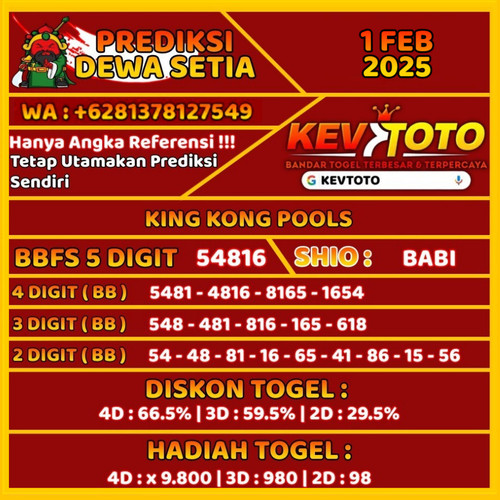 Prediksi Togel Toto 4D Kingkong Sabtu 1 Februari 2025.jpg