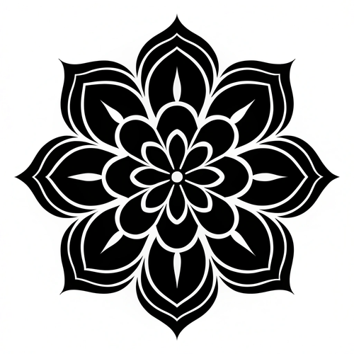 create black silhouette mandala flower icon in sol.png