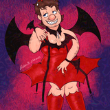 Bill Newton in Scarlet Devil Dress
