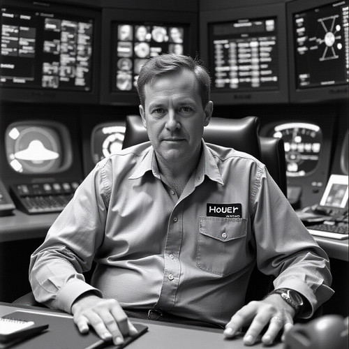 hyperalistic robert habeck sits in a ufo command center and pus a button down with the word roger on.jpg