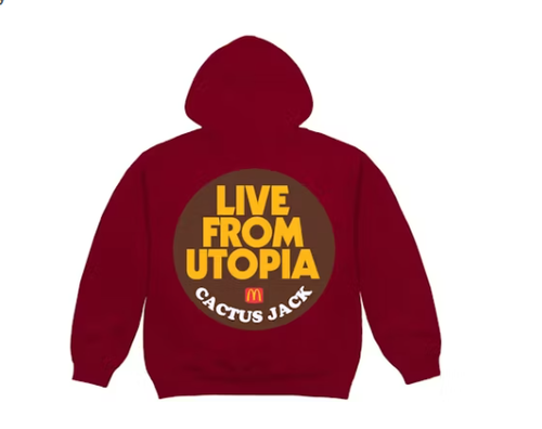 Travis Scott x McDonald's Live From Utopia Sticker Hoodie Burgundy 1.2