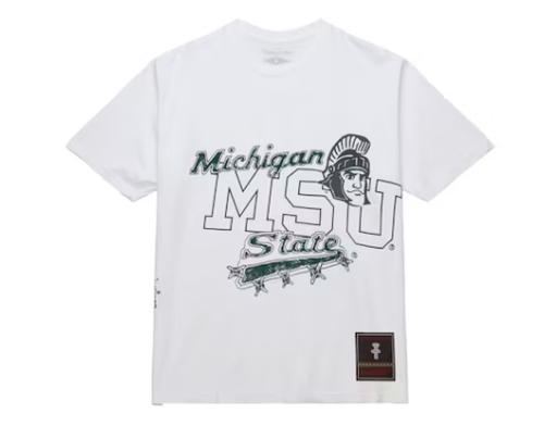 Travis Scott x Mitchell & Ness Michigan State Spartans Hand Drawn T Shirt White 1.png