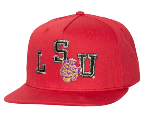 Travis Scott x Mitchell & Ness LSU Tigers Snapback Hat Red 1.png