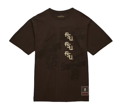 Travis Scott x Mitchell & Ness Florida State Seminoles Seal T Shirt Brown 1.png