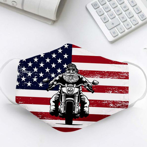 Motorcycle Old Man Flag 1 EZ07 0605 Face Mask 2