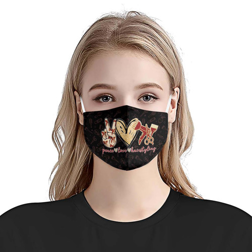 Peace Love Hairstyling Symbols EZ14 2407 Face Mask 1