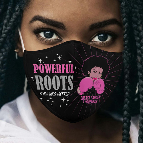 Powerful Roots Black History Breast Cancer Fighter EZ08 0806 Face Mask 1