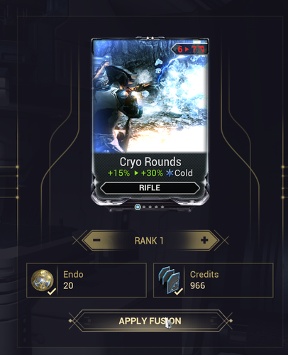 Warframe 38 Can not chose the uninstalled version to rank up! Forced uninstall of Rank 0 Mods that a