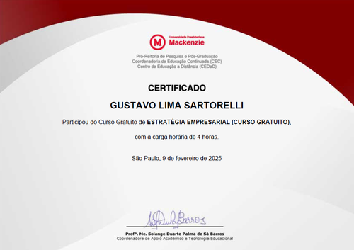 Certificado Mackenzie