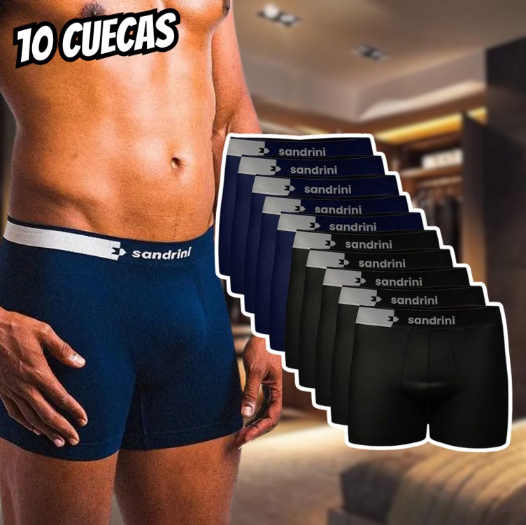 Kit 10 Cuecas Boxer Poliamida Night Sandrini Adulto Confortável Casual Original