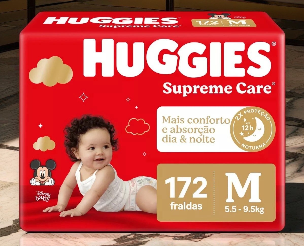 Fralda Supreme Care M – 172 unidades Huggies