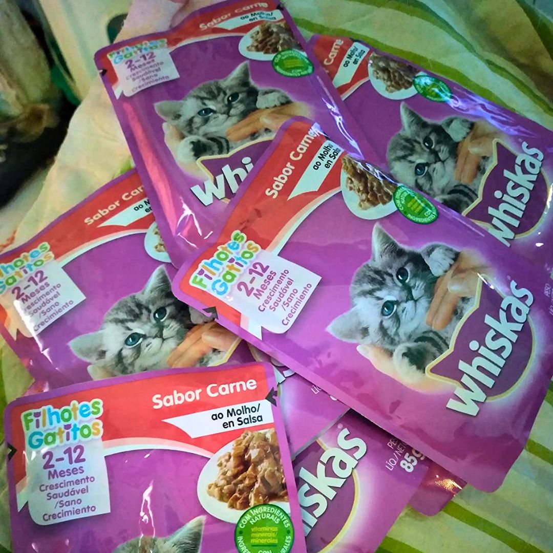 Pack Ração Úmida Whiskas Sachê Carne ao Molho para Gatos Filhotes 85 g – 40 unidades