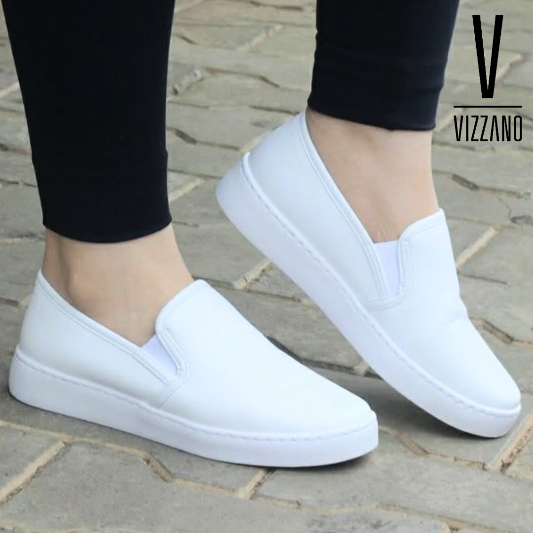 Tênis Slip On Básico Branco Feminino Vizzano