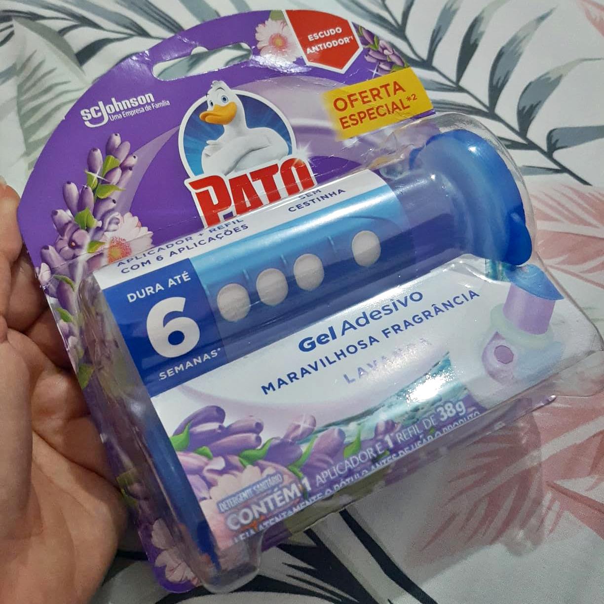 Pato Desodorizador Gel Adesivo Lavanda, Limpeza Banheiro, Vaso Sanitário Limpo e Perfumado, Com Aplicador, 6 Discos